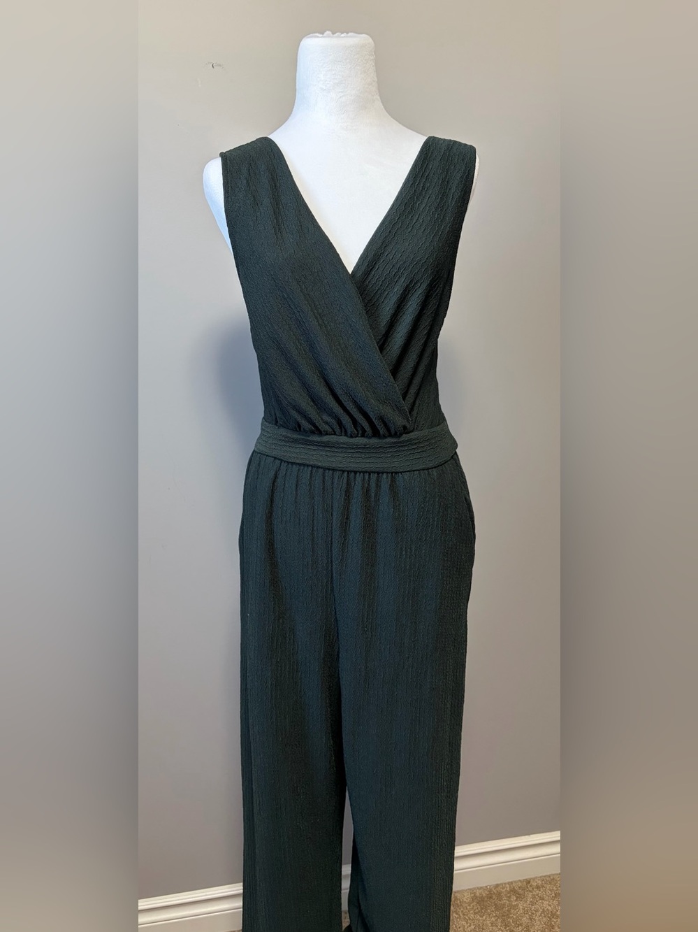 Eclipse Deep Forest Green Sleeveless V-Neck Jumpsuit